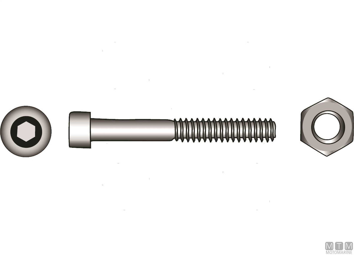 DIN912 hex socket screws + A4 stainless nuts M8x25, 4 pcs - original photo Motomarine Srl