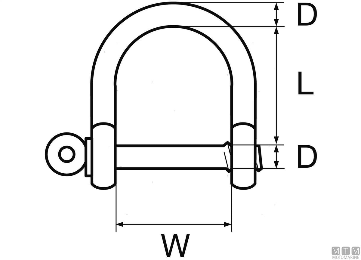 Wide shackle Ø6 mm AISI 316 stainless steel - original photo Motomarine Srl