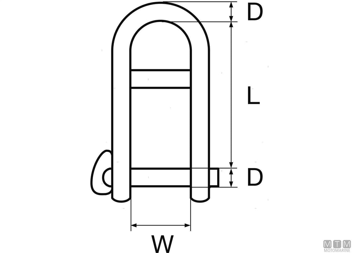 Key pin shackle 2 pins Ø5 mm stainless steel 316 captive pin - original photo Motomarine Srl