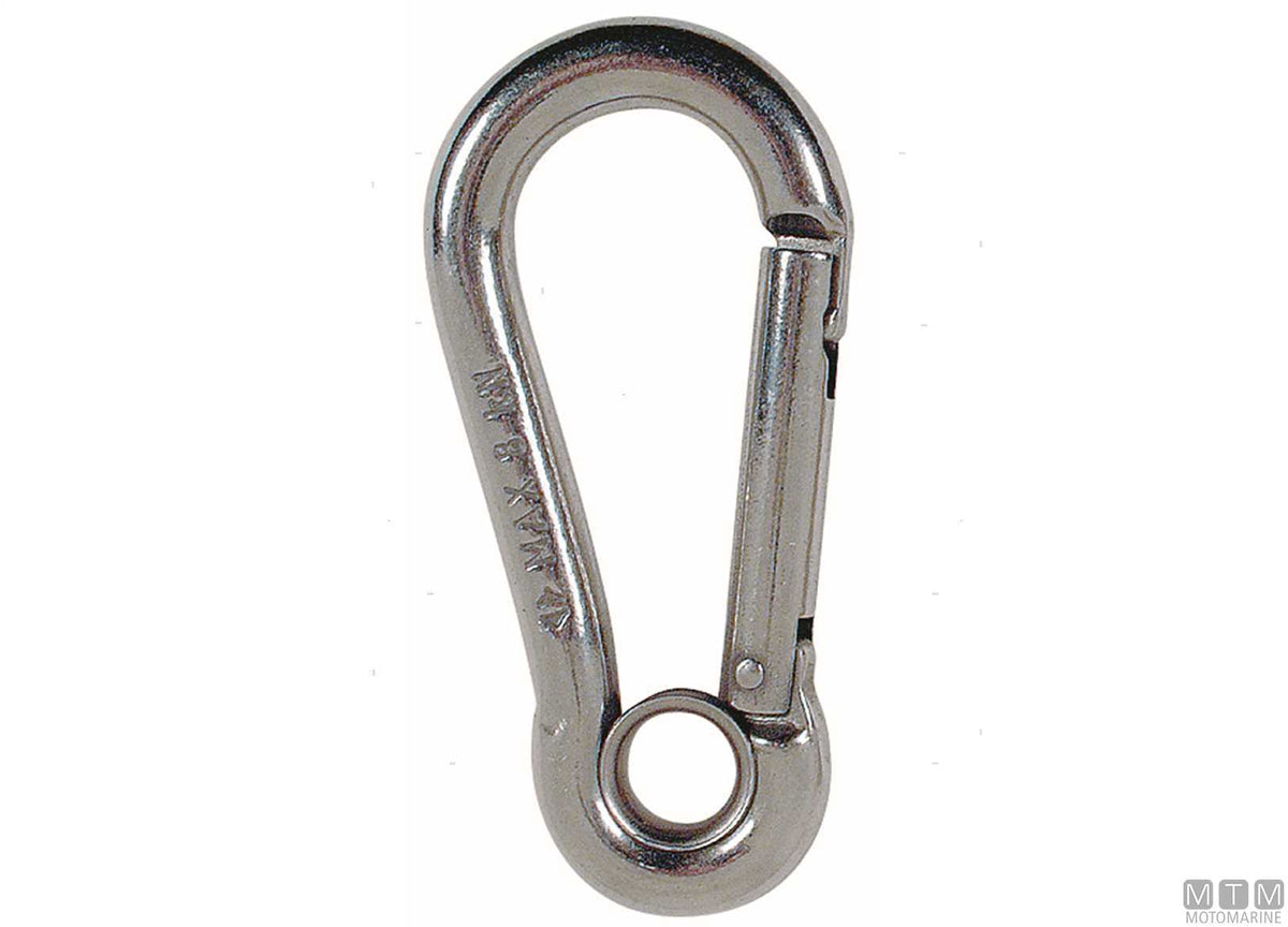 Kong snap hook Ø8 mm side opening with eye stainless steel 316 - original photo Motomarine Srl