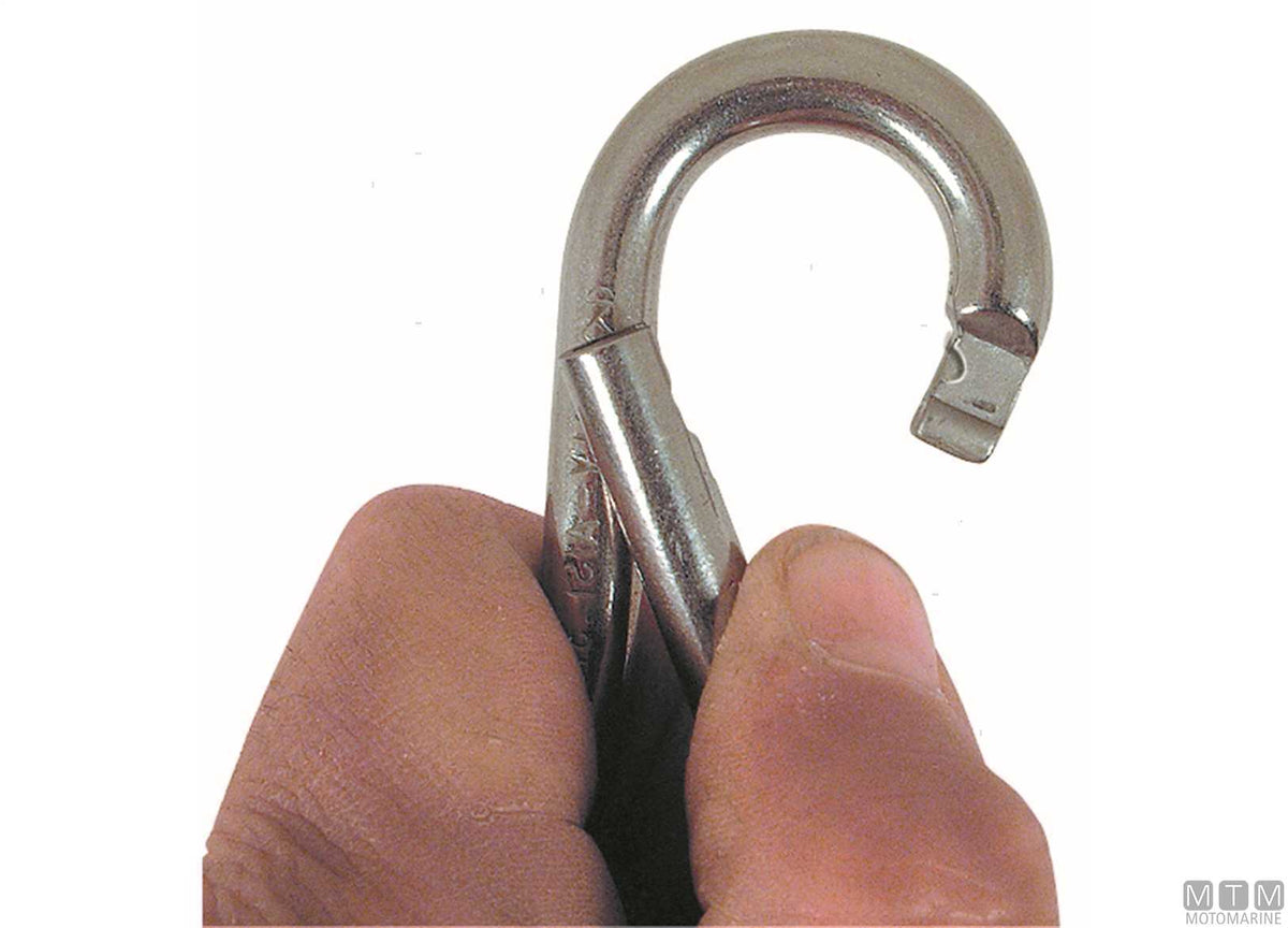 Kong snap hook Ø10 mm side opening with eye stainless steel 316 - original photo Motomarine Srl