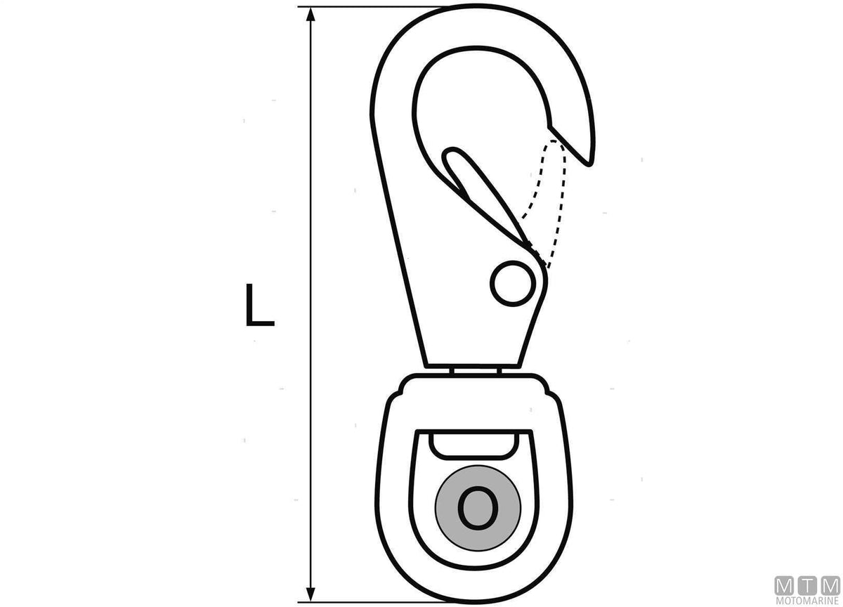 Swivel snap hook Ø18 mm stainless steel 316 - original photo Motomarine Srl