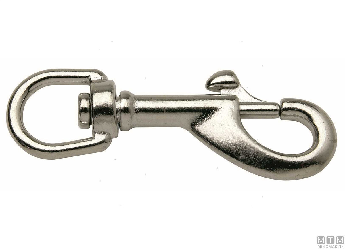 Piston snap hook Ø13 mm with swivel eye stainless steel 316 - original photo Motomarine Srl