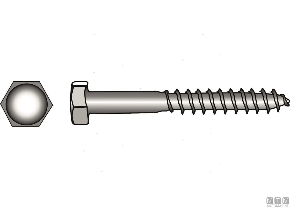 DIN571 A4 stainless steel hex head wood screws 8x40, 4 pcs - original photo Motomarine Srl