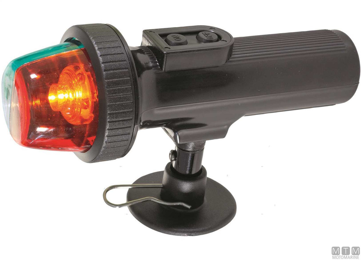 Battery-powered combined red/green LED light with suction cup - original photo Motomarine Srl