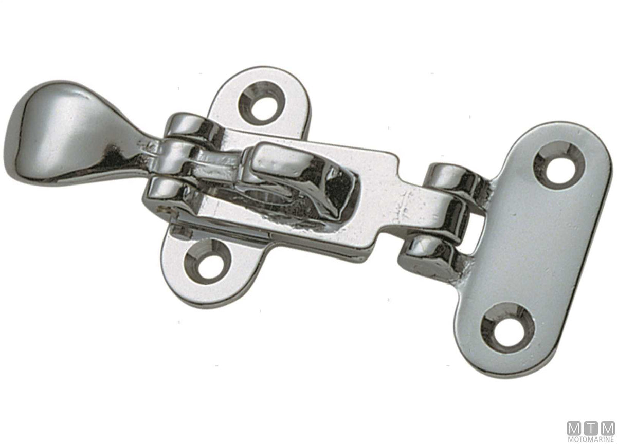 Flat lever latch with padlock hole 100x45 mm, chrome-plated brass - original photo Motomarine Srl