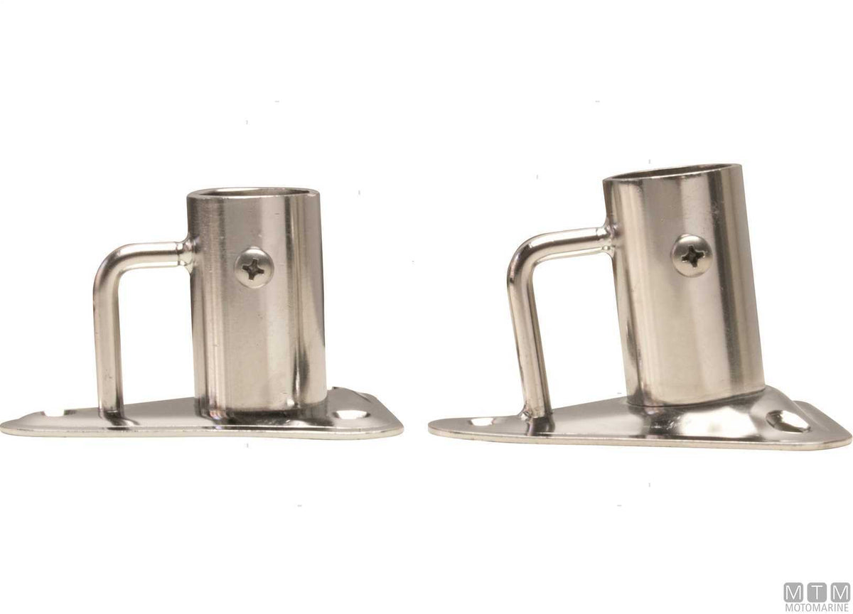 Triangular flat stanchion base Ø25 mm AISI 316 stainless steel - original photo Motomarine Srl