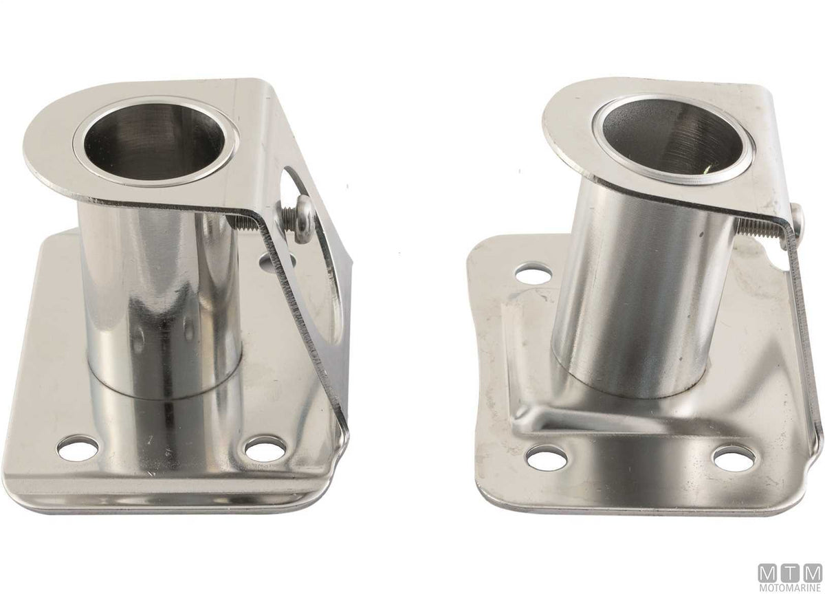 Square angled stanchion base Ø25 mm AISI 316 stainless steel - original photo Motomarine Srl