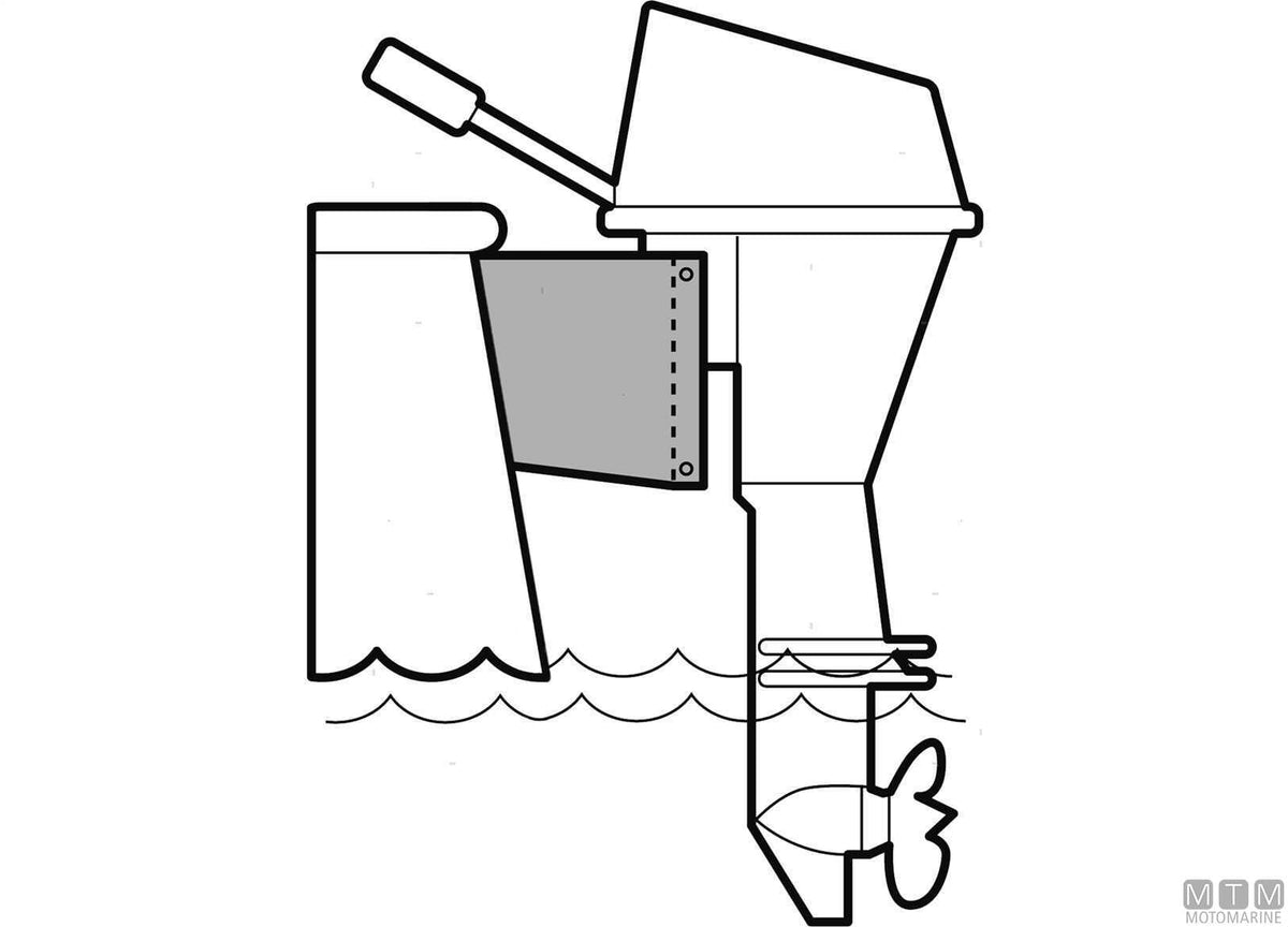 Angled outboard motor bracket, stainless steel and wood - original photo Motomarine Srl