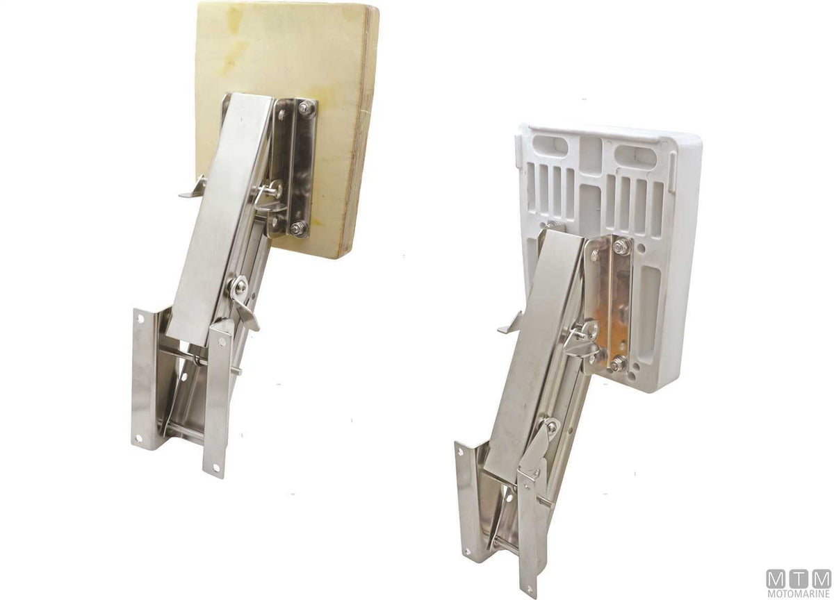 Pantograph engine bracket <6 HP stainless steel and wood - original photo Motomarine Srl