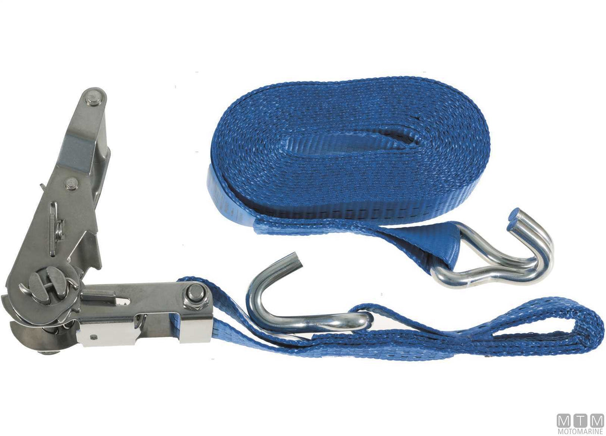 Ratchet tensioning strap with hook stainless steel 35 mm 6 m - original photo Motomarine Srl