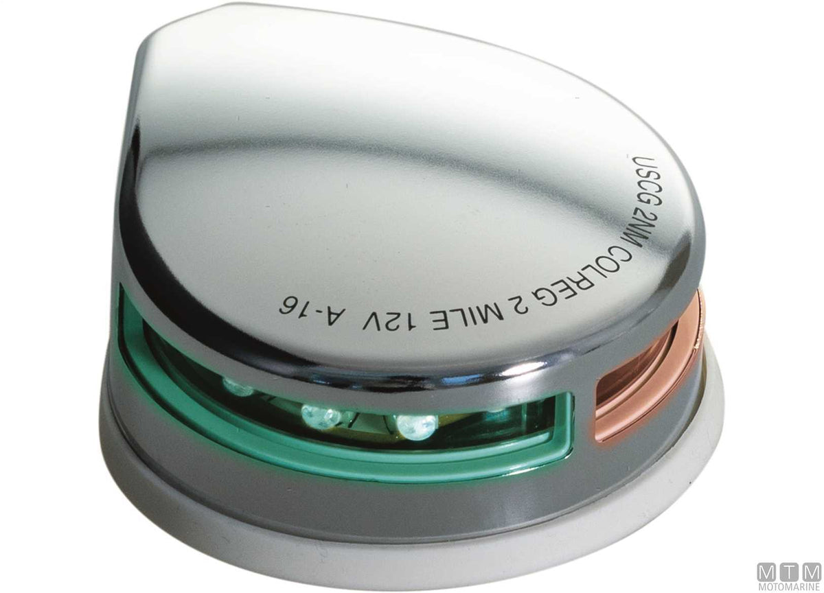Combined red/green LED bow navigation light in stainless steel - original photo Motomarine Srl
