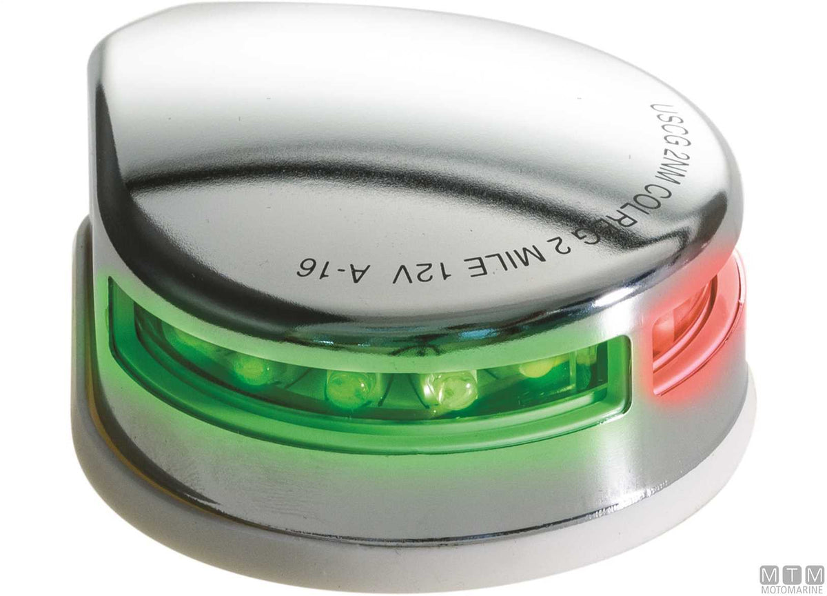Combined red/green LED bow navigation light in stainless steel - original photo Motomarine Srl