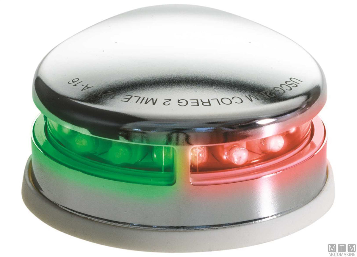 Combined red/green LED bow navigation light in stainless steel - original photo Motomarine Srl