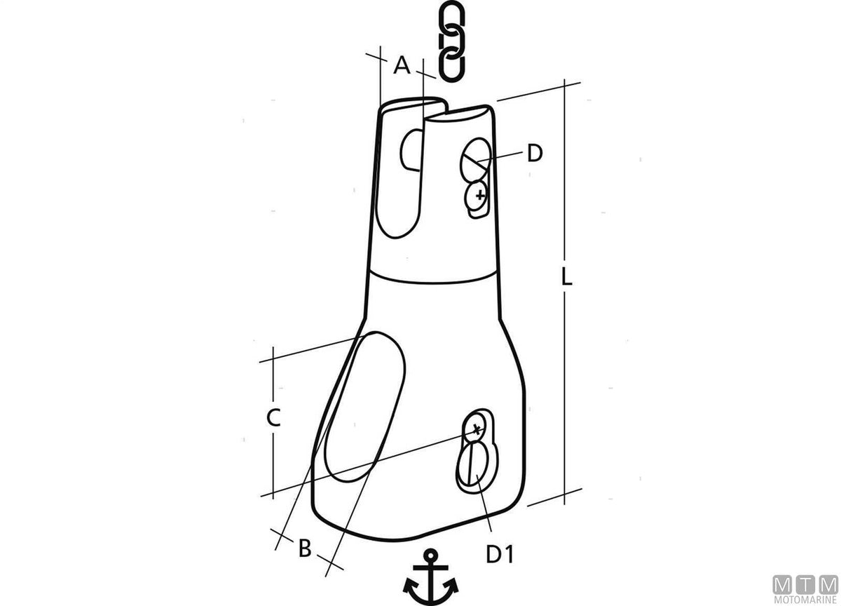 Douglas HD anchor connector, chain Ø10/12 mm, stainless steel 316 - original photo Motomarine Srl