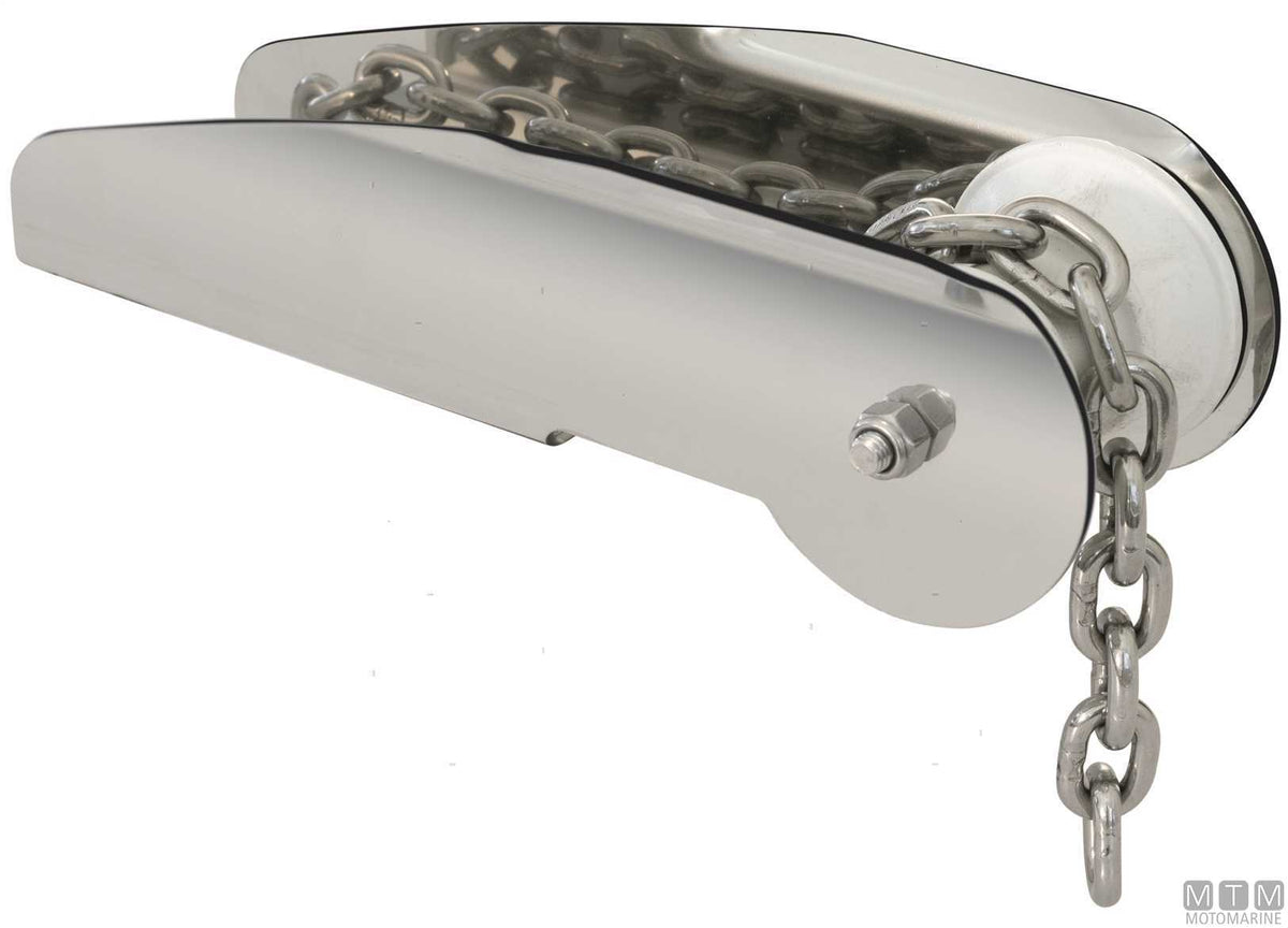 Fixed chain fairlead Rising 2, 400 mm, in AISI 316 stainless steel - original photo Motomarine Srl