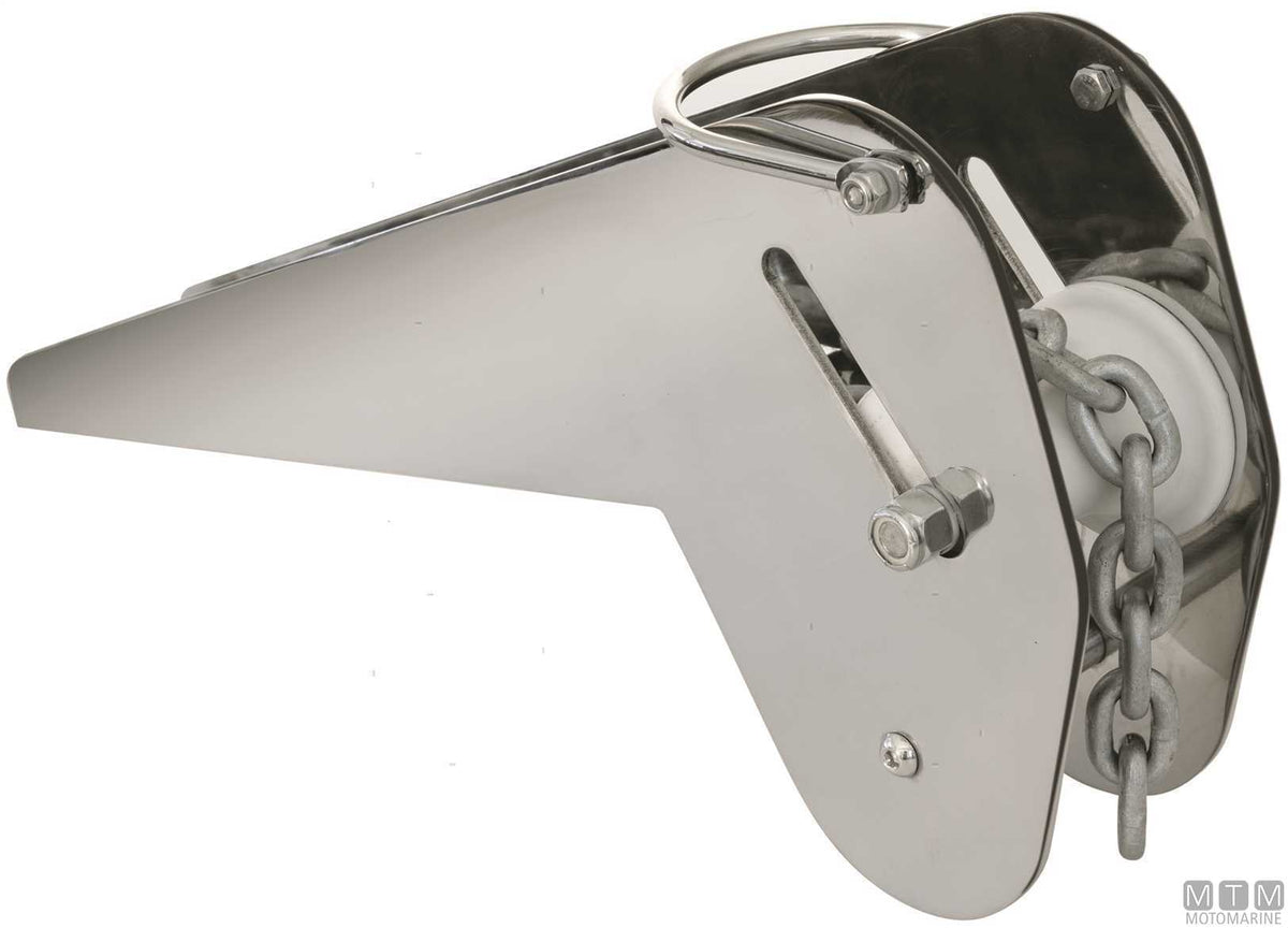 Fixed angled chain bow roller 540 mm, stainless steel 316 - original photo Motomarine Srl