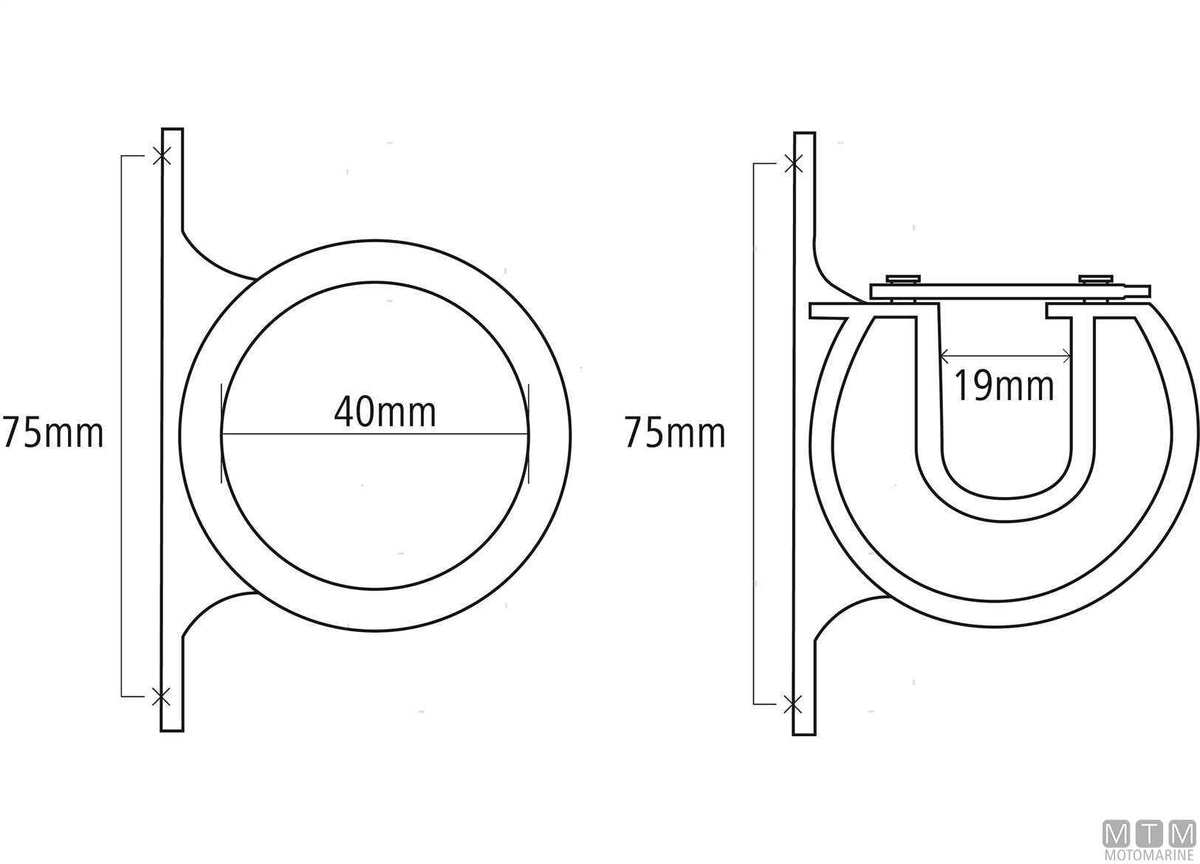 Ceiling rod holder Ø40 mm, plastic - original photo Motomarine Srl