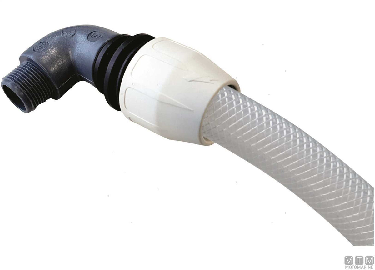 BD Fast 90° Compact fitting 1/2"x10 reinforced polypropylene - original photo Motomarine Srl