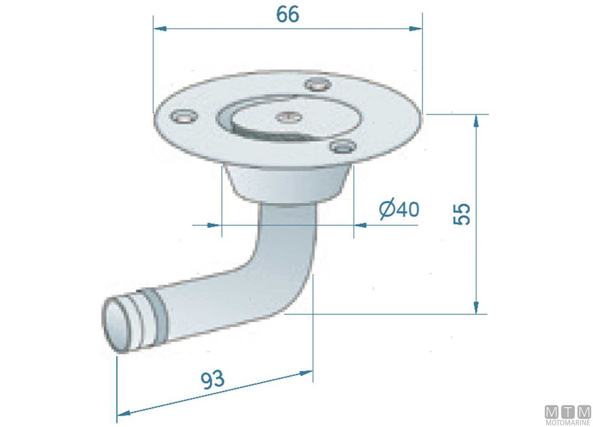 90° curved vent Roca CE Ø16 mm, stainless steel - original photo Motomarine Srl