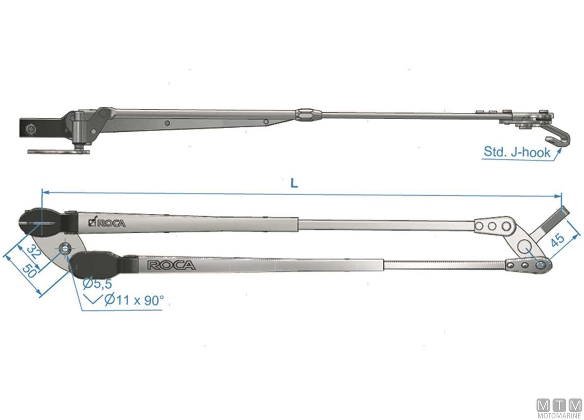 Pantograph telescopic arm Roca 454/591 mm burnished stainless steel - original photo Motomarine Srl