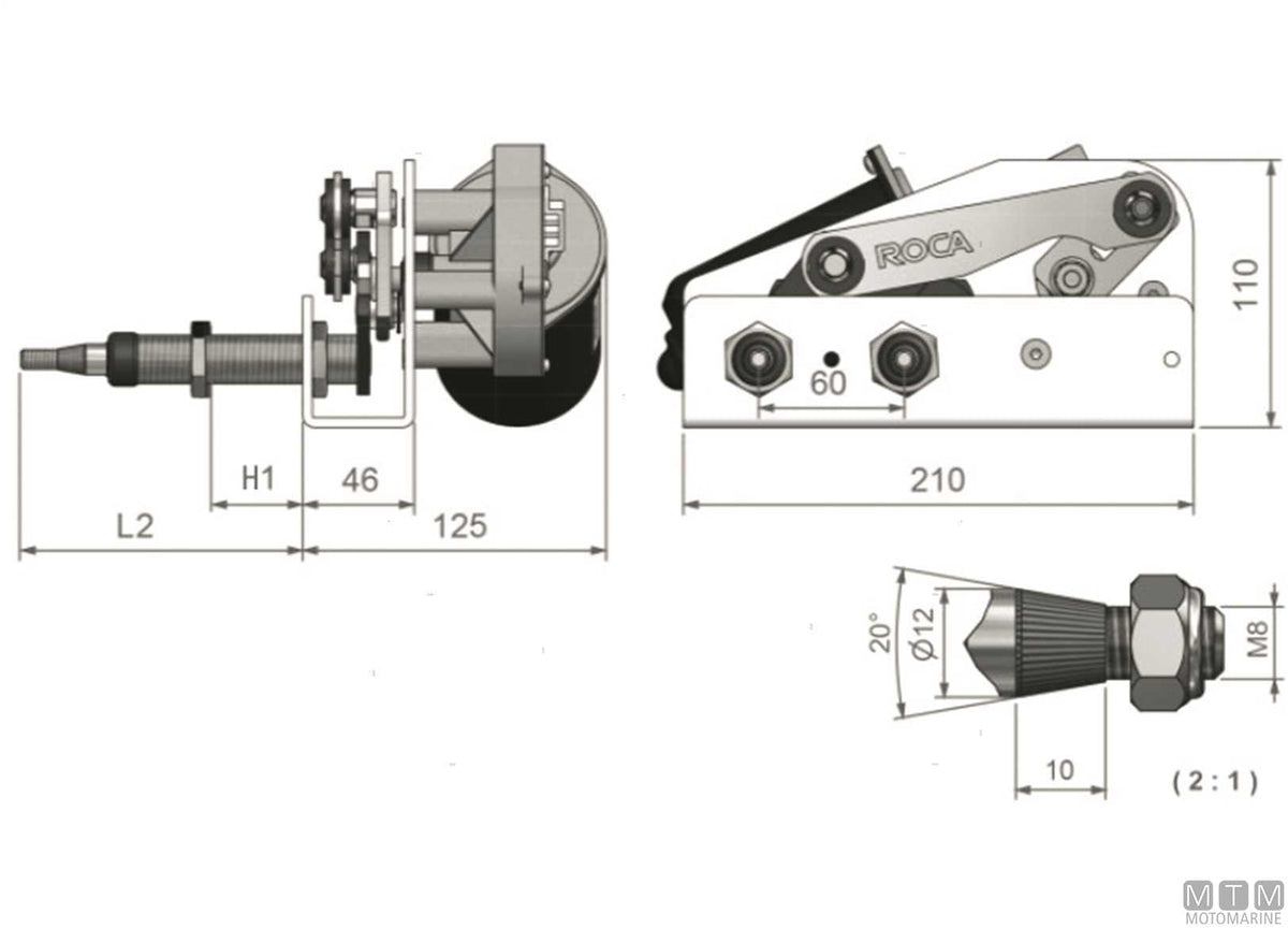 Roca telescopic pantograph arm 600/900 mm burnished stainless steel - original photo Motomarine Srl
