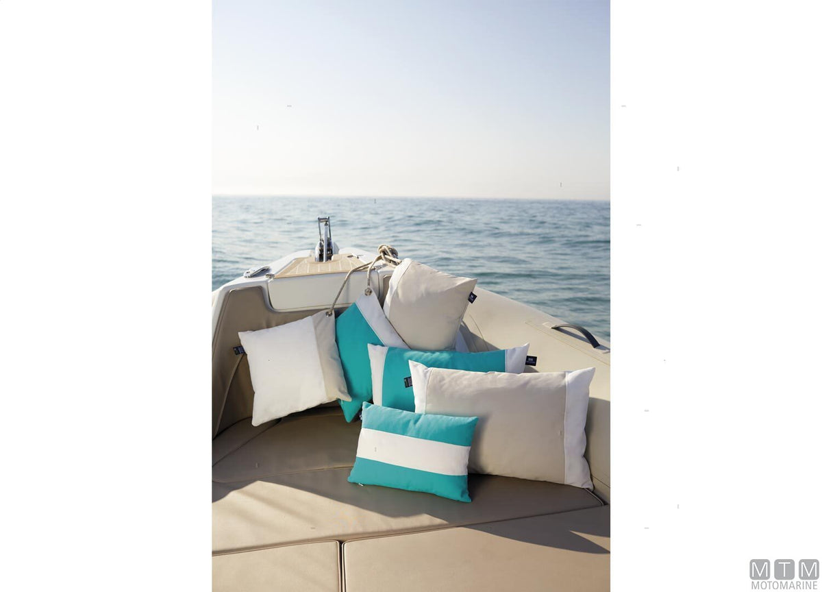 Set of 2 waterproof cushions MB, navy blue-white - original photo Motomarine Srl