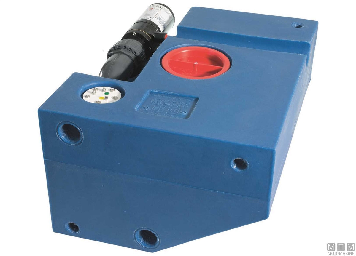 Ocean shaped black water tank with pump 12V 75L - original photo Motomarine Srl