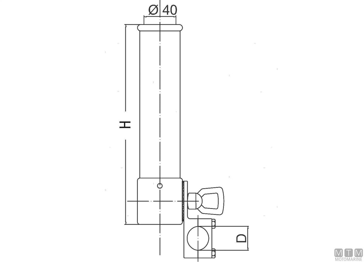 Clamp-on rod holder for Ø22-28 mm tube, chrome-plated brass - original photo Motomarine Srl
