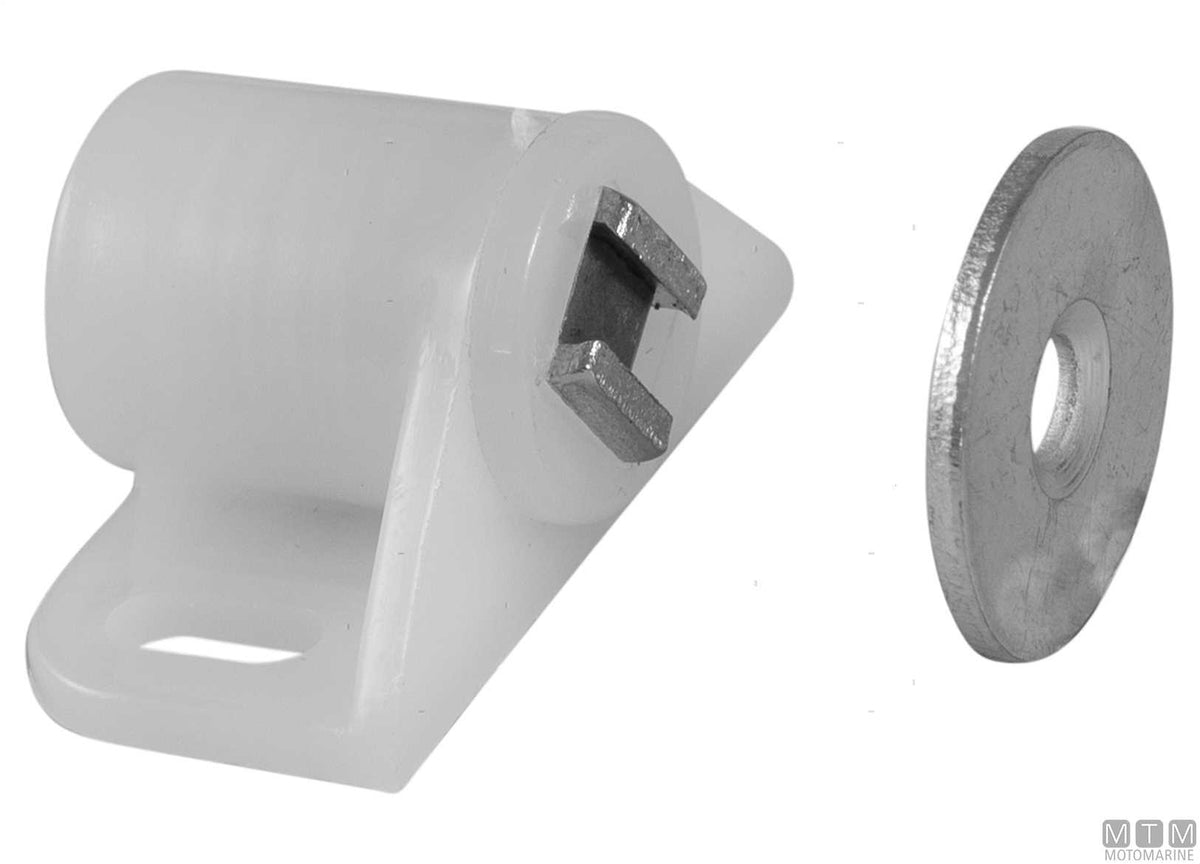 Pair of magnetic hatch catches MAG-PF2 white plastic - original photo Motomarine Srl