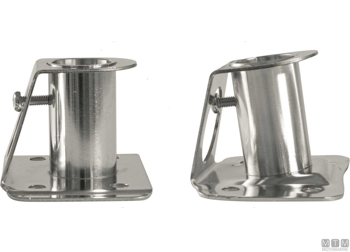 Square angled stanchion base Ø25 mm AISI 316 stainless steel - original photo Motomarine Srl