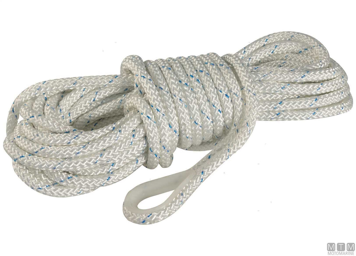 Black Lapo polyester braid with nylon thimble Ø10 mm, 30 m - original photo Motomarine Srl