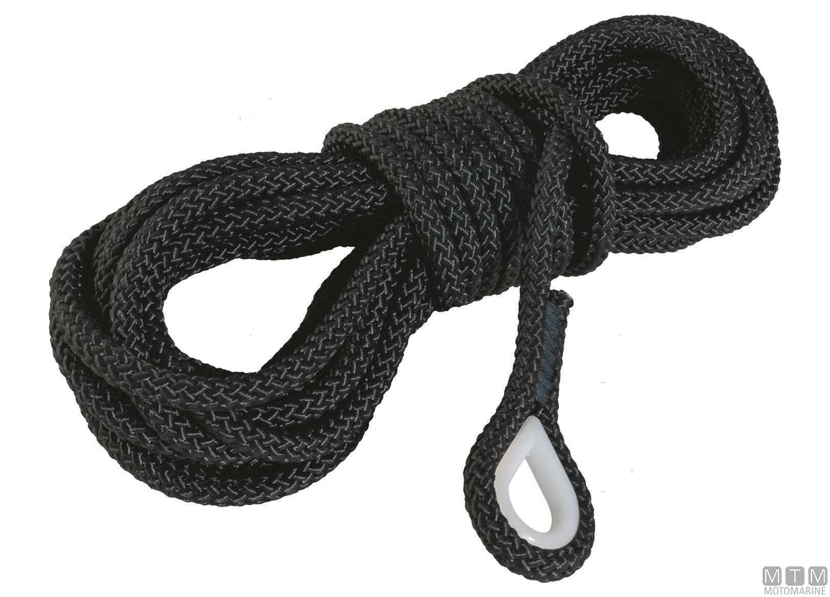 Black Lapo polyester braid with nylon thimble Ø8 mm, 30 m - original photo Motomarine Srl