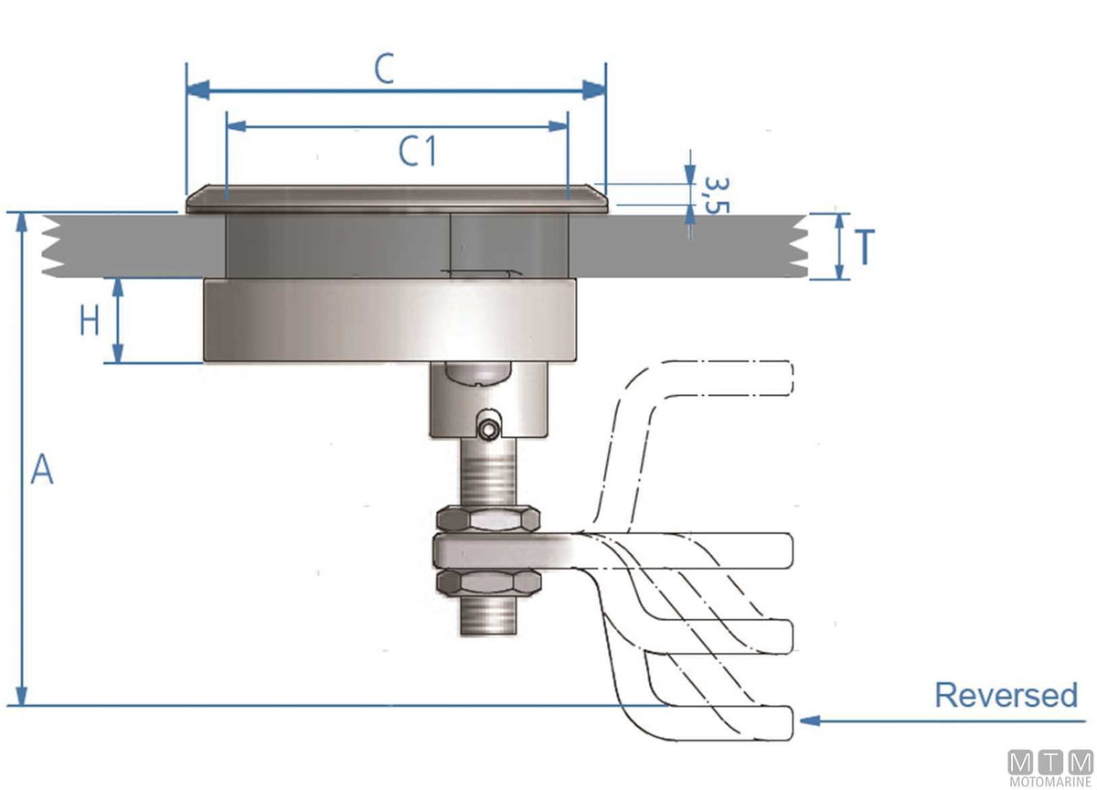 Roca compression latch Ø61 mm with angled lever stainless steel - original photo Motomarine Srl