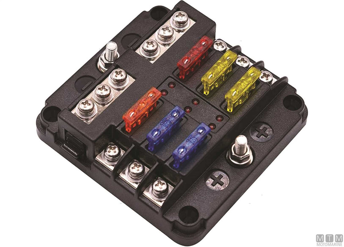 Fuse box UNIVAL 12-position with terminal block - original photo Motomarine Srl