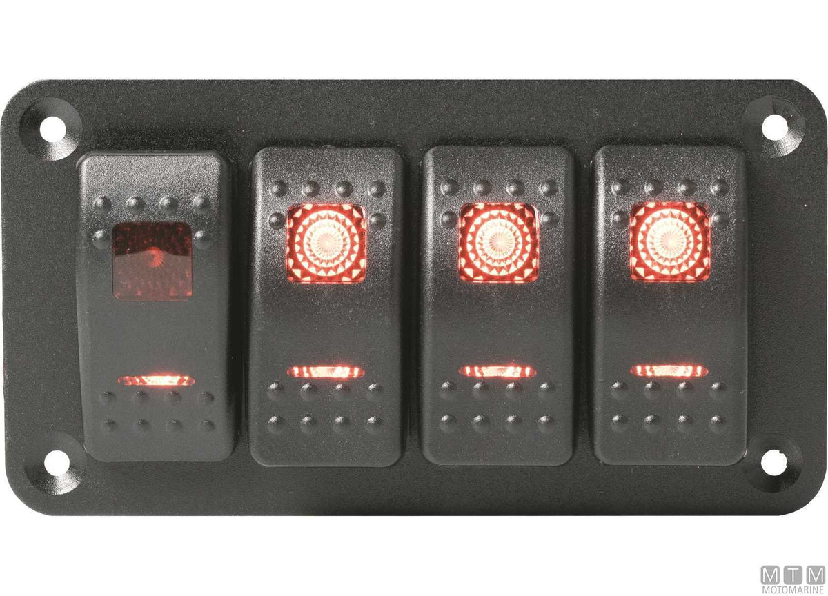 Aluminium panel with 6-position rocker switches 178x70 mm - original photo Motomarine Srl