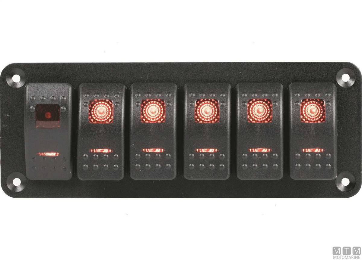 Aluminium panel with 4-position rocker switches 124x70 mm - original photo Motomarine Srl