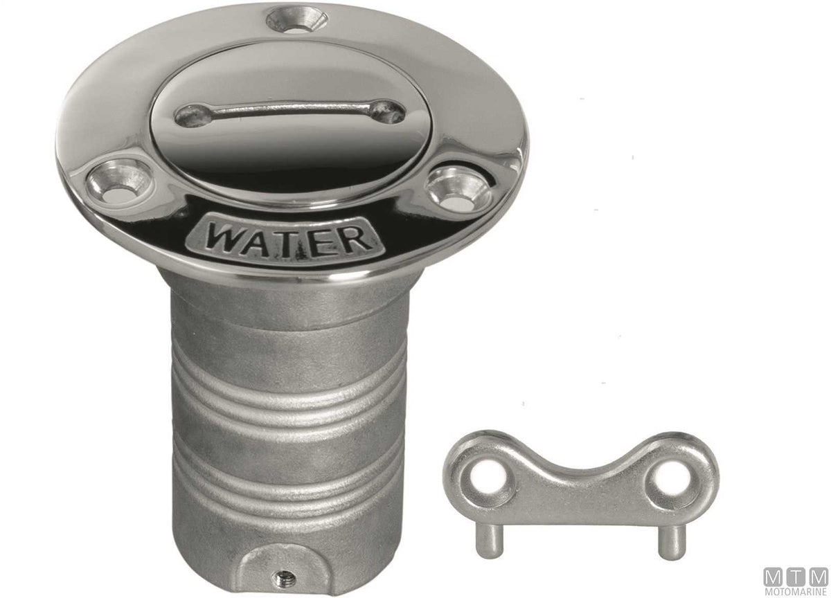 Flush waste deck fill Ø38 mm stainless steel with key - original photo Motomarine Srl