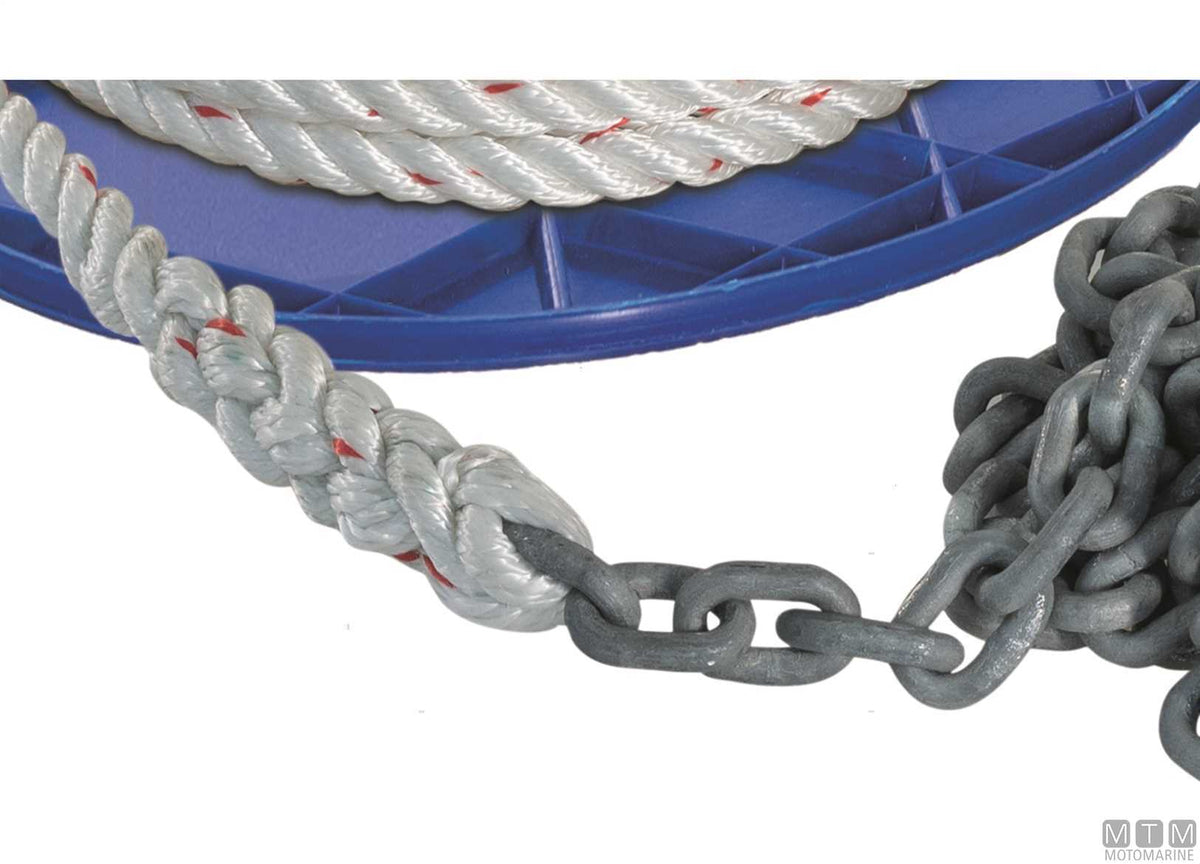 Polyester rope Ø14 mm 50 m + galvanized chain Ø8 mm 7.5 m - original photo Motomarine Srl