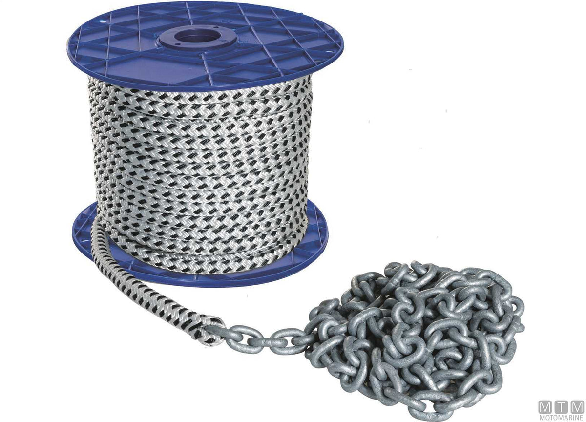 Polyester braid Ø12.6 mm 40 m + galvanized chain Ø6 mm 10 m - original photo Motomarine Srl