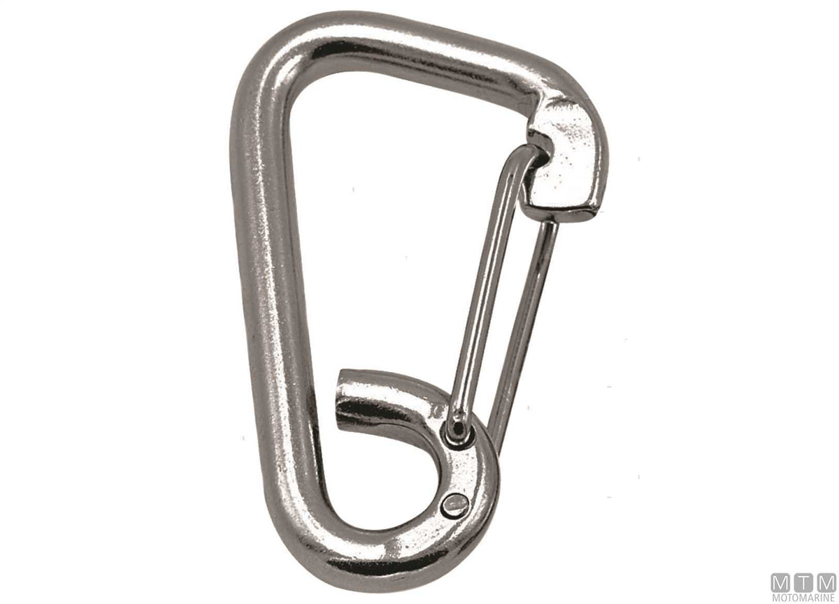 Wide snap hook with spring gate Ø10 mm stainless steel 316 - original photo Motomarine Srl