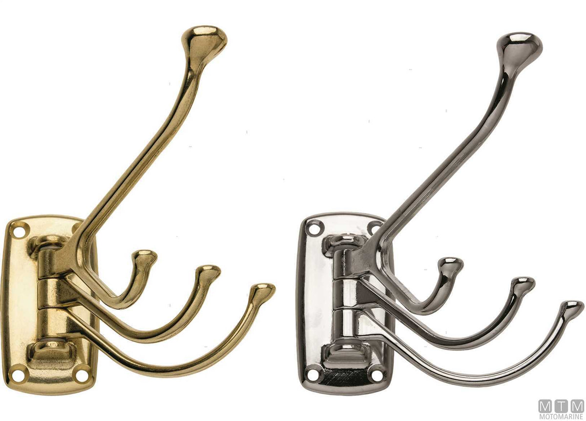 4-hook coat hanger polished brass - original photo Motomarine Srl