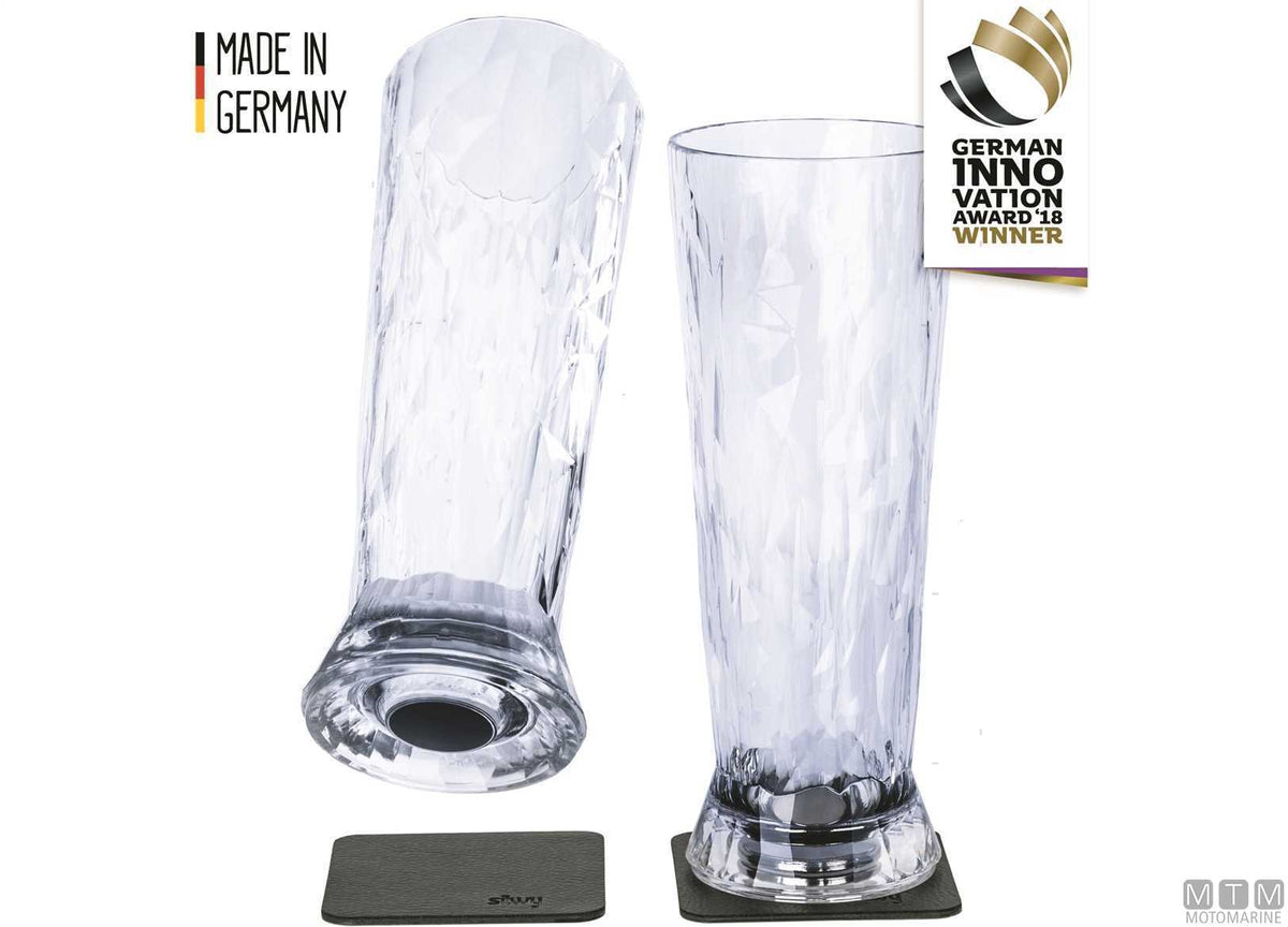 Silwy pair of magnetic plastic beer glasses - original photo Motomarine Srl