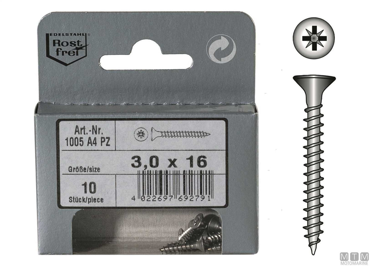 ATF wood screws DIN6112 stainless steel A4 4x50 8 pcs - original photo Motomarine Srl