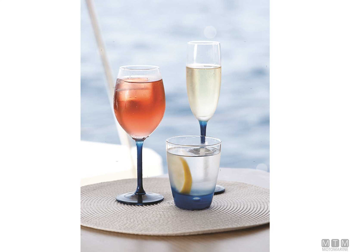 MB Ecozen blue champagne glasses set - original photo Motomarine Srl