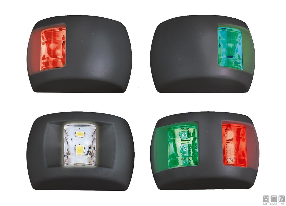 Red LED side navigation light Compact black 70x45 mm - original photo Motomarine Srl