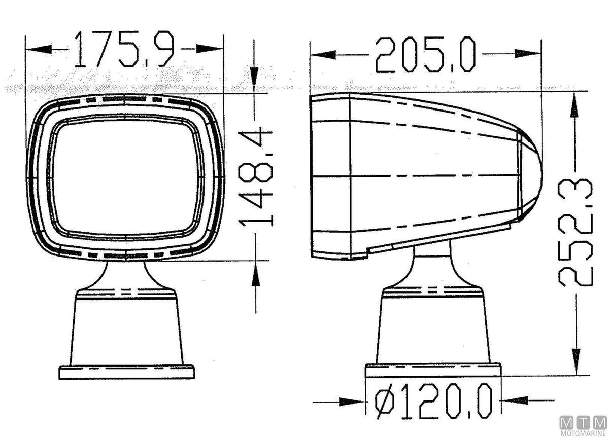 LED radio-controlled floodlight 1600LM 12-30V - original photo Motomarine Srl