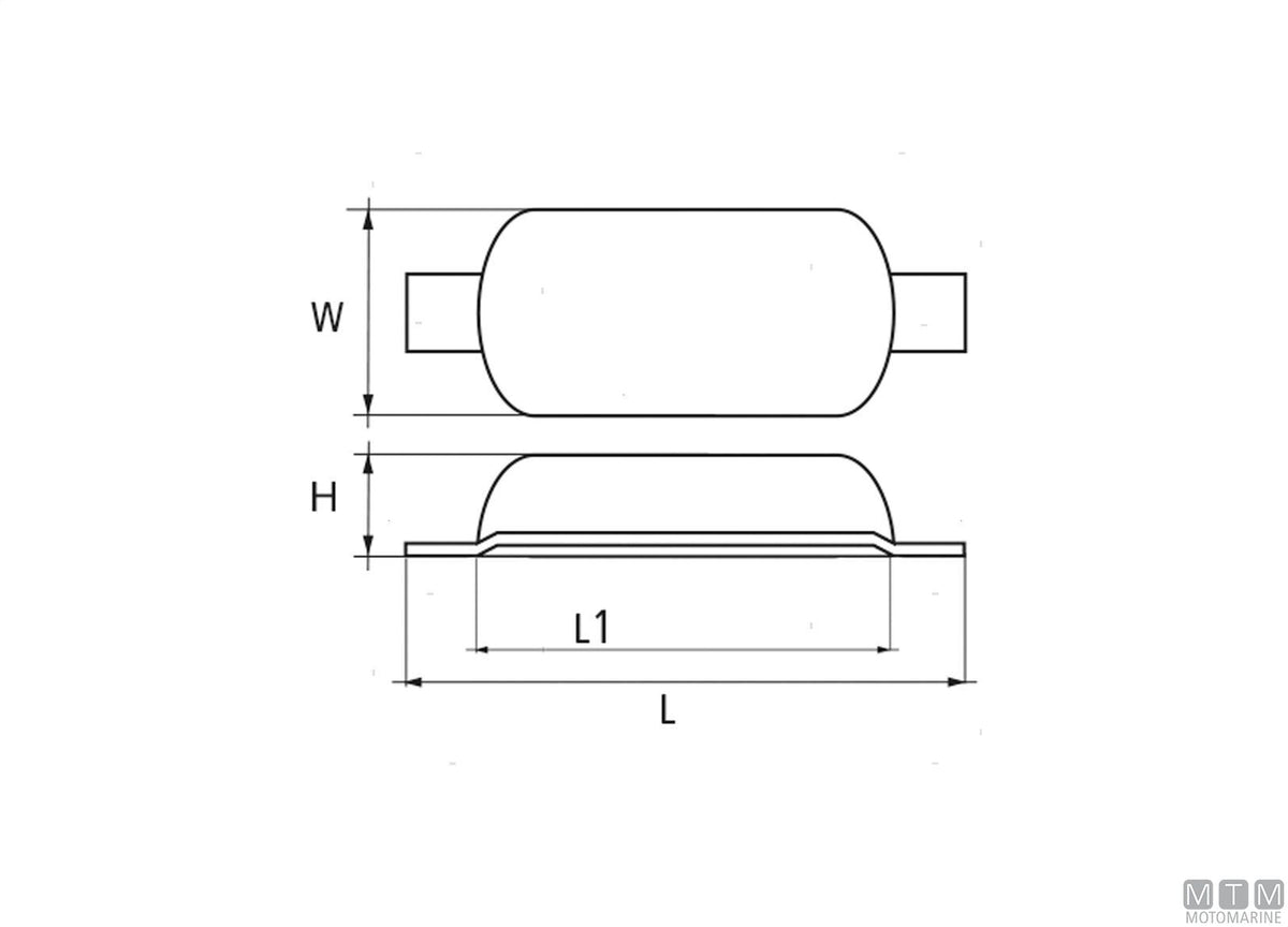 Oval plate anode with weld-on insert L290 mm 5 kg zinc - original photo Motomarine Srl