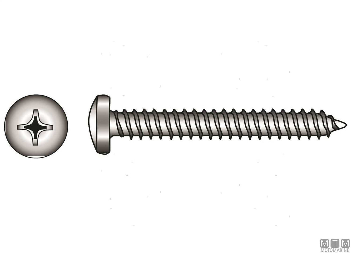 DIN7981 pan head self-tapping screws, A4 stainless steel, Ø5.5x38 mm, 8 pcs - original photo Motomarine Srl