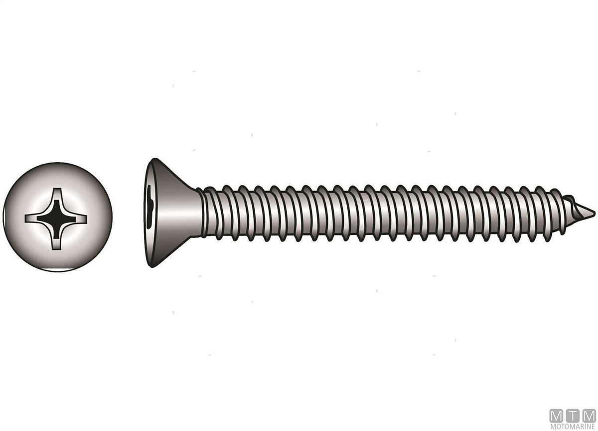 Self-tapping screws flat head DIN7982 stainless steel A4 4.2x60 8 pcs - original photo Motomarine Srl